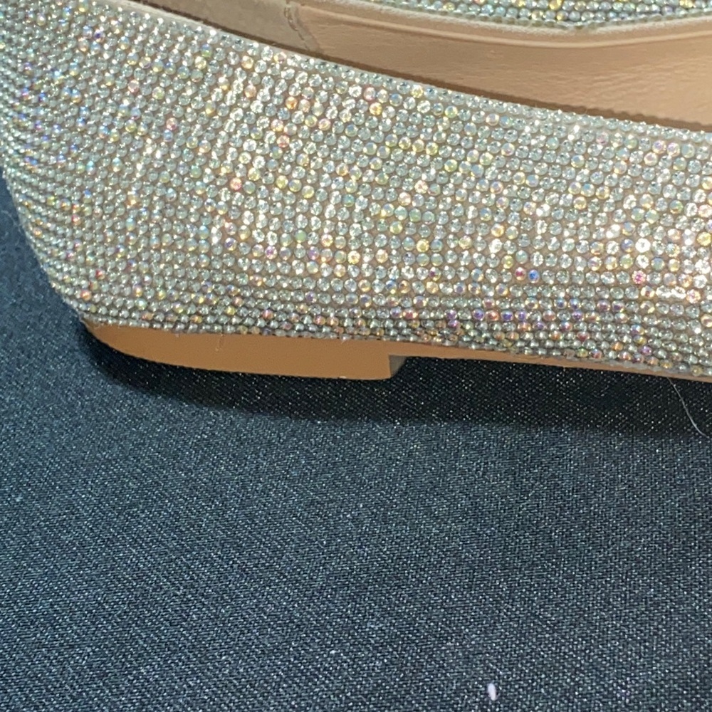 MATISSE WO SIZE 8 Iridescent silver beaded slip on loafer shoe bow accent clean - Picture 7 of 10